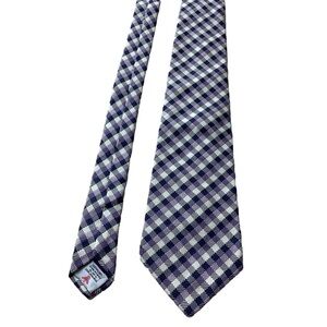 Turnbull & Asser Plaid Purple White Silk Tie